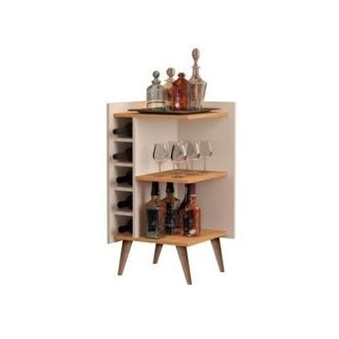 Imagem de Aparador Canto Sala De Estar com Adega Bar Retrô Prateleira Organizadora para Hall De Entrada, Ideal para Famílias e Amantes de Decoração(Off White Com Nature)