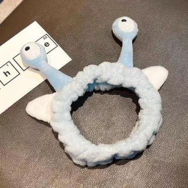 Imagem de Faixa de cabeça de tecido de antena de caracol de desenho animado, acessório de cabelo fofo para uso diário (azul claro)