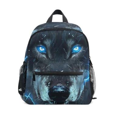 Imagem de GAIGEO Lightning Wolf Print Backpack for Kids, 10x4x12 In, Toddler Backpack for Girls Includes Water Bottle Pockets, Whistle Clip for Safety