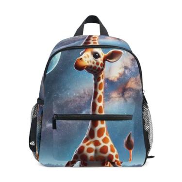 Imagem de GAIGEO Giraffe Yoga Animal Funny Toddler Backpack Girls Small Backpack with Front Pocket, Safety Whistle for Ages 3-8