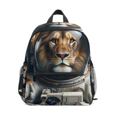 Imagem de GAIGEO Tiger Astronaut Funny Animal Childrens Backpack 10x4x12 In, Little Boys Backpack with Water Bottle Pockets, Whistle Buckle