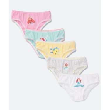 Imagem de Kit 5 Calcinhas Infantil Ariel Disney Tam 2 a 12-97401, 6, Branco e ci