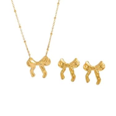 Imagem de Brincos de borboleta de ouro para mulheres, brincos de borboleta banhados a ouro 18 K, conjunto de joias para mulheres