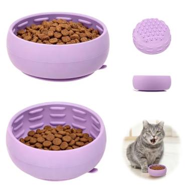Imagem de 2 tigelas de silicone para alimentação lenta para cães, tigelas de alimentação para cães de 11,4 x 11,4 cm com ventosa, brinquedo de quebra-cabeça para cães e tapete para lamber para banho, tigela