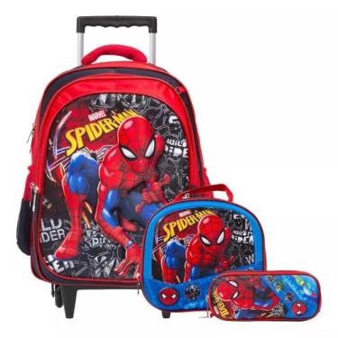 Imagem de Mochila Masculina Infantil Rodinha Spider Lancheira Estojo - TOYS 2U
