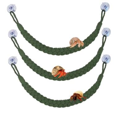 Imagem de kathson 3 peças de brinquedos de escalada de caranguejo eremita, escada de corda de escalada de caranguejo eremita com 10 ganchos de ventosa, acessórios de terrário para lagartos, cobras, lagartixas