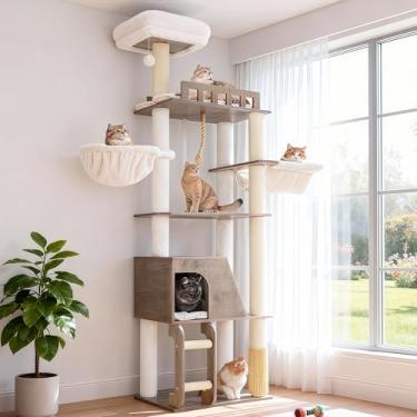 Imagem de Hey-brother Árvore de madeira para gatos, 185 cm, cinza rústico MPJ121SG