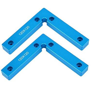 Imagem de Braçadeira quadrada de posicionamento de 90 graus, braçadeira de canto em forma de L de liga de alumínio de alta precisão para marcenaria e soldagem 120x120mm 2 peças azul