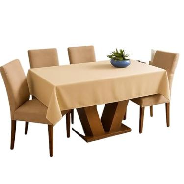 Imagem de Toalha de Mesa Decorativa Moderna – Branca, Cinza, Vermelha, Bege, Ideal para 4 a 16 Lugares, Fácil Manutenção e Uso Diário(Toalha bege,1,50x1,50(4 lugares).)