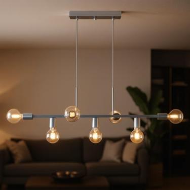 Imagem de Luminária de Teto Pendente Ciciliano 7 Lâmpadas para sala salão cozinha e comercio (Estilo Jabuticaba) (Prata)