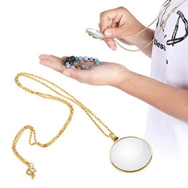 Imagem de ZJchao 5x Lupa Colar Lupa Com Lente de Vidro óptico 1.8 Polegada Diâmetro para Joalheiros Colecionadores Leitura Hobbyists (Ouro)