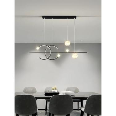 Imagem de Lustre LED linear longo e minimalista moderno com controle remoto e intensidade ajustável, ideal para mesa de centro, ilha de cozinha, mesa de jantar, luminária pendente com design suspenso