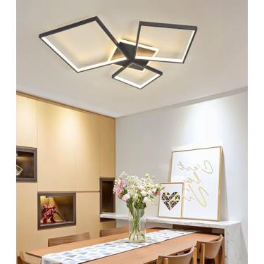 Imagem de Luminária de teto LED moderna, regulável e de embutir, com controle remoto, temperaturas de cor de 3200K a 6000K. Ideal para ambientes internos, como sala de estar e quarto, com baixo consum