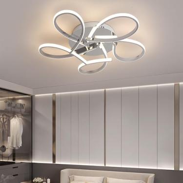 Imagem de Luminária de teto LED regulável, elegante luminária de teto para sala de estar com controle remoto, iluminação de teto moderna embutida para quarto, lustre de metal com design criativo, lumi