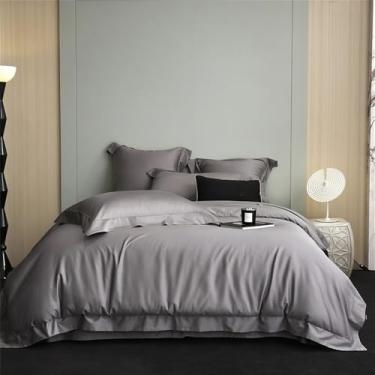 Imagem de Conjunto de cama premium em algodão, liso e macio, tamanho Queen/King, com capa de edredom, lençol de baixo, fronhas, cor 4, lençol de baixo 1,8MBed