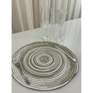 Imagem de Jogo Americano Mesa Posta Impermeável Redondo ou Retangular para Jantar e Eventos – Kit 4 ou 6 Lugares Decorativo Luxo (23. Marrom com Cinza,4 Unidades)