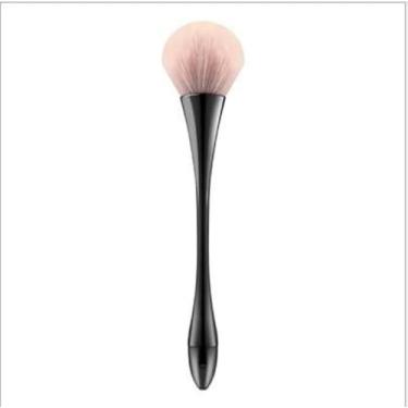Imagem de Pincel preto grande fofo em pó de fibra macia picos de cabelo fino para aplicação de pó macio e solto e blush