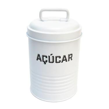Imagem de Lata de Açúcar 850g Metal Com Alça  - Branco - NH - Mai Home