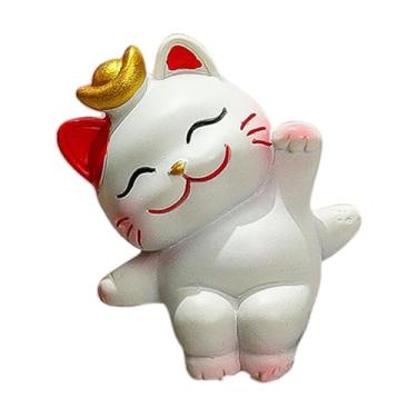 Imagem de FLCPJGV Pequena estátua de gato da sorte, escultura de gatinho em resina, artesanato adorável, versátil e divertido para decoração de de computador ou, Style C