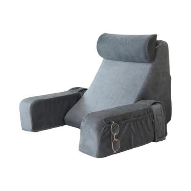 Imagem de Almofada De Leitura Em Veludo Coral, Suporte De Costas Macio E Compres