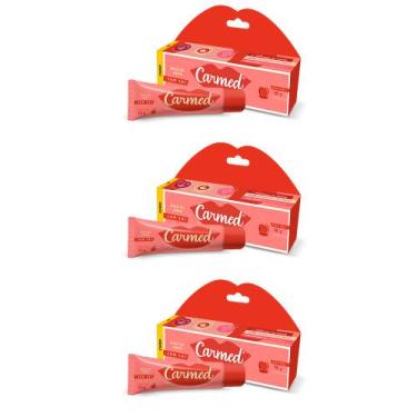 Imagem de 3 Carmed Maçã Do Amor Protetor Hidratante Labial Gloss Vermelho Sabor 