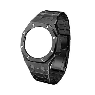 Imagem de SAAWEE GA2100/2110 acessórios de substituição de pulseira de bisel de metal, a pulseira masculina de aço inoxidável de terceira geração é adequada para retrofit e atualização GA2100/2110 (Cor: Preto)