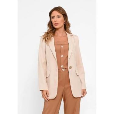 Imagem de Blazer Bisô Alfaiataria Lisa Bege-Feminino
