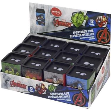 Imagem de Apontador com Depósito 2 Furos Avengers Quadrado Metálico 4MO Display 