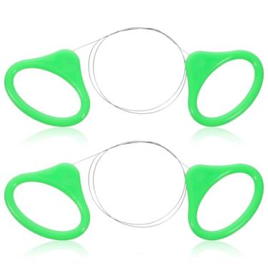 Imagem de 2 peças de cortador de fio de cerâmica, ferramenta de fio de corte de argila de cabo verde, fio trançado de aço inoxidável para roda de cerâmica, escultura e artistas de cerâmica