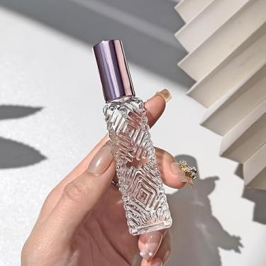 Imagem de 1 frasco de vidro recarregável de perfume, 12 ml, com bico de alumínio, padrão de diamante, atomizador portátil de viagem para bolsa de bolso, rosa