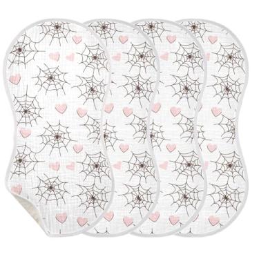 Imagem de Wassud Pacote com 4 panos de algodão de musselina aranha para arroto, toalhas de rosto absorventes e macios para arrotos para meninos e meninas recém-nascidos