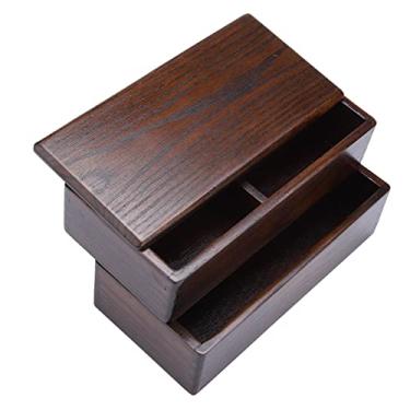 Imagem de GLOGLOW Lancheira de Madeira Natural, Recipiente Saudável de de Dupla Camada para Utensílios de Mesa Escolares, de Escritório e de Piquenique