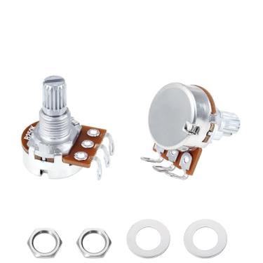 Imagem de Banworks Metric M8 Thread B250K Mini Potenciômetros de alumínio 18 estrias divididas (15 mm de comprimento) Potenciômetros de guitarra elétrica cônica linear para Squier, Epiphone, Ibanez, ESP Pacote