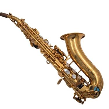 Imagem de Eastern music Saxofone soprano curvado em laca dourada estilo alemão com gravação