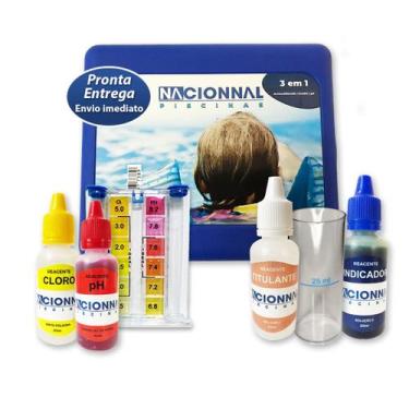 Imagem de Kit Medidor Análise Cloro Ph Alcalinidade Para Água de Piscinas 3 em 1