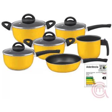 Imagem de Conjunto de Panelas Antiaderente Marpal 06 Peças Original, Amarelo