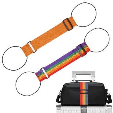 Imagem de Alças de bagagem, alças de bagagem, alças de conector de bagagem para malas, cinto elástico colorido ajustável pacote com 2, acessórios de bolsa de viagem (laranja arco-íris)