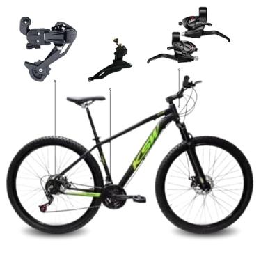 Imagem de Bicicleta Aro 29 KSW XLT 21 Marchas Quadro Alumínio Freio a Disco Mecânico MTB (Preto e verde, 15)