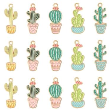 Imagem de Ipotkitt 40 peças, 5 estilos, pingentes de esmalte de cacto de liga de liga tropical, pingentes de deserto para fazer joias, artesanato, pulseira, colar, brincos, chaveiros