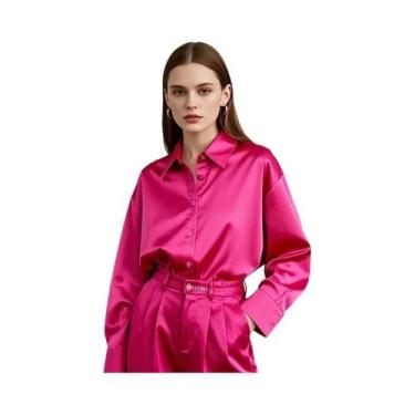 Imagem de Camisa Casual Slim Fit Multicolorida Para Mulheres Elegante Estilo Cor