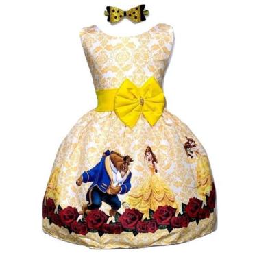 Imagem de Vestido Temático A Bela E A Fera - Bento E Maria Moda Infantil, Dourad
