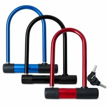 Imagem de Cadeado U-Lock Antifurto em Aço Reforçado para Bicicleta e Moto com 2 Chaves Codificadas