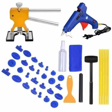 Imagem de Kit de extrator de amassado de carro com 46 peças pequenas ferramentas de remoção de amassados sem pintura para amassados de porta de carro, refrigerador de danos de granizo com extrator e pistola de