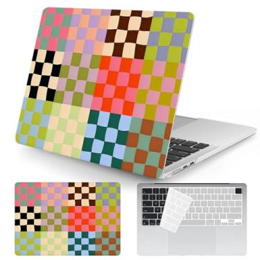 Imagem de Seorsok Compatível com a nova capa MacBook Air de 13,5 polegadas M4 M3 M2 2025 2024-2022 versão A3240 A2681 A3113 Touch ID, capa rígida de plástico com grade de cores fofas com capa de teclado, xadrez