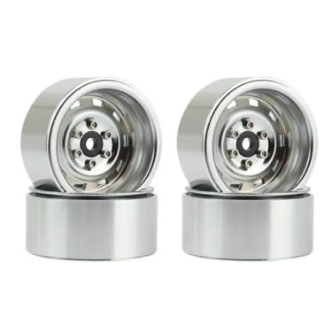 Imagem de MYHWDRNU Peças de carro RC compatíveis com Axial para SCX10 90046 para Trxs para TRX4 D90 1/10 RC Crawler Car Parts 4PCS 1.9 Metal Beadlock Roda Hub Jante (Prata)