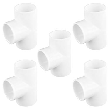 Imagem de 5 peças de conector de 3 vias de encaixe de PVC de 2,5 cm, adaptador de encaixe de tubulação em T resistente, acessórios de canto de grau de móveis, soquete x soquete para irrigador, sistema de
