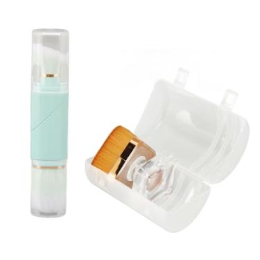 Imagem de Ainoli 2pcs pincel de base líquida base transparente rotação 360 graus pincel duplo de maquiagem azul