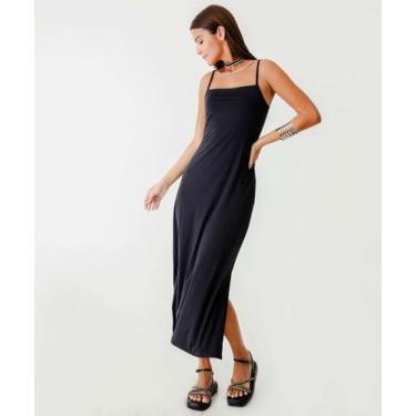 Imagem de Vestido Longo Feminino Suplex Alças Finas Marisa Preto-78066, Preto, P