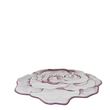 Imagem de Tapete de flanela tapete de sala de estar em forma de rosa tapete redondo mesa de centro sofá almofada resistente a manchas tapete antiderrapante decoração de casa (rosa, 80 cm 32 polegadas)