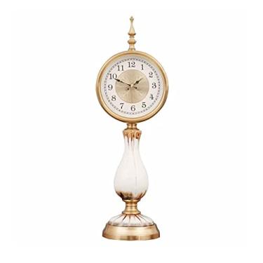 Imagem de KEG801302 Decoração de casa estilo americano decoração retrô relógio de mesa ornamentos de relógio de sala de estar luz relógio de luxo relógio de cerâmica bancada corporal